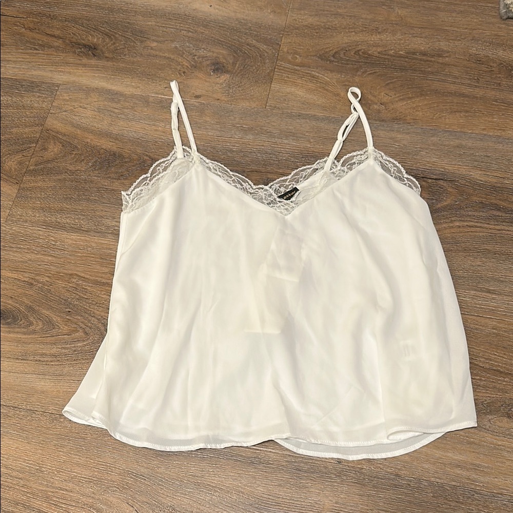 Shinestar White Lace Trim Tank Top